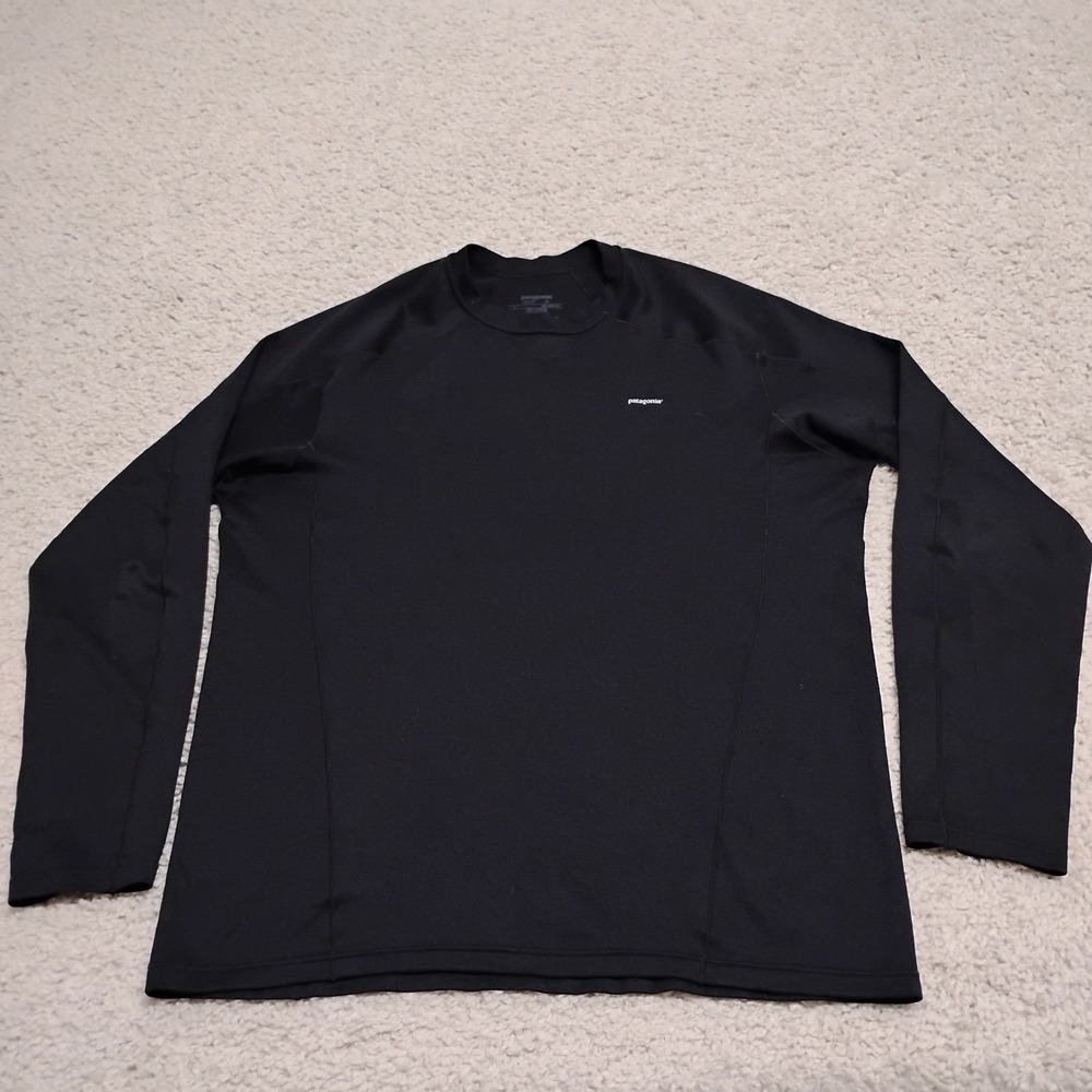 Patagonia Shirt Mens Large Black Long Sleeve Capilene Baselayer Top Performance